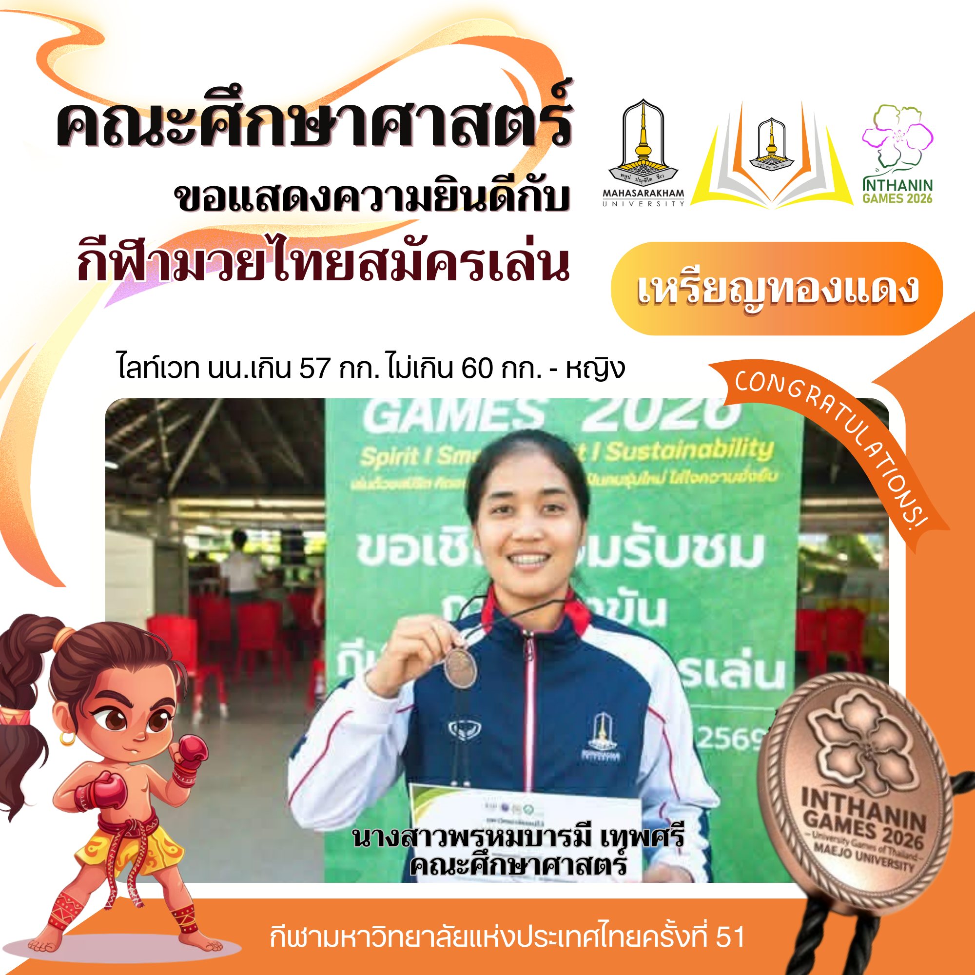 ขอแสดงความยินดีกับ นิสิตสาขาวิชาพลศึกษาและการกีฬา คณะศึกษาศาสตร์ 
